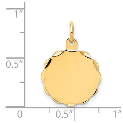 14K Gelbgold Gravierbar Gewellt Plättchen Charm