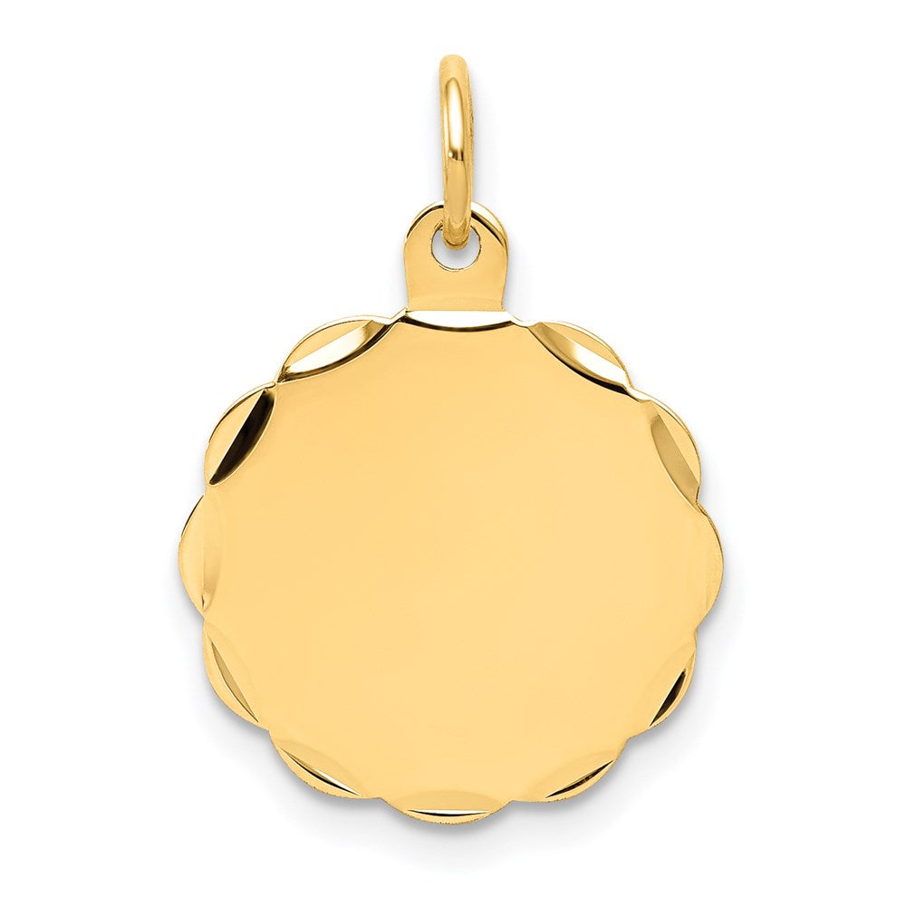 14K Gelbgold Gravierbar Gewellt Plättchen Charm