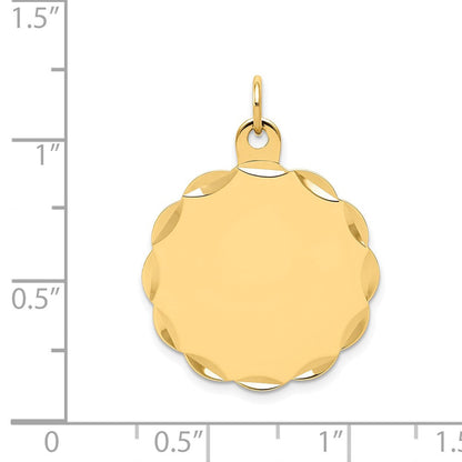14K Gelbgold Gravierbar Gewellt Plättchen Charm
