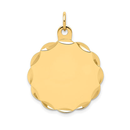 14K Gelbgold Gravierbar Gewellt Plättchen Charm