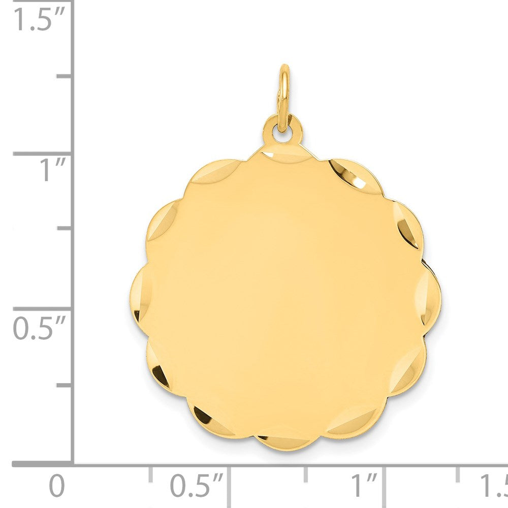 14K Gelbgold Gravierbar Gewellt Plättchen Charm