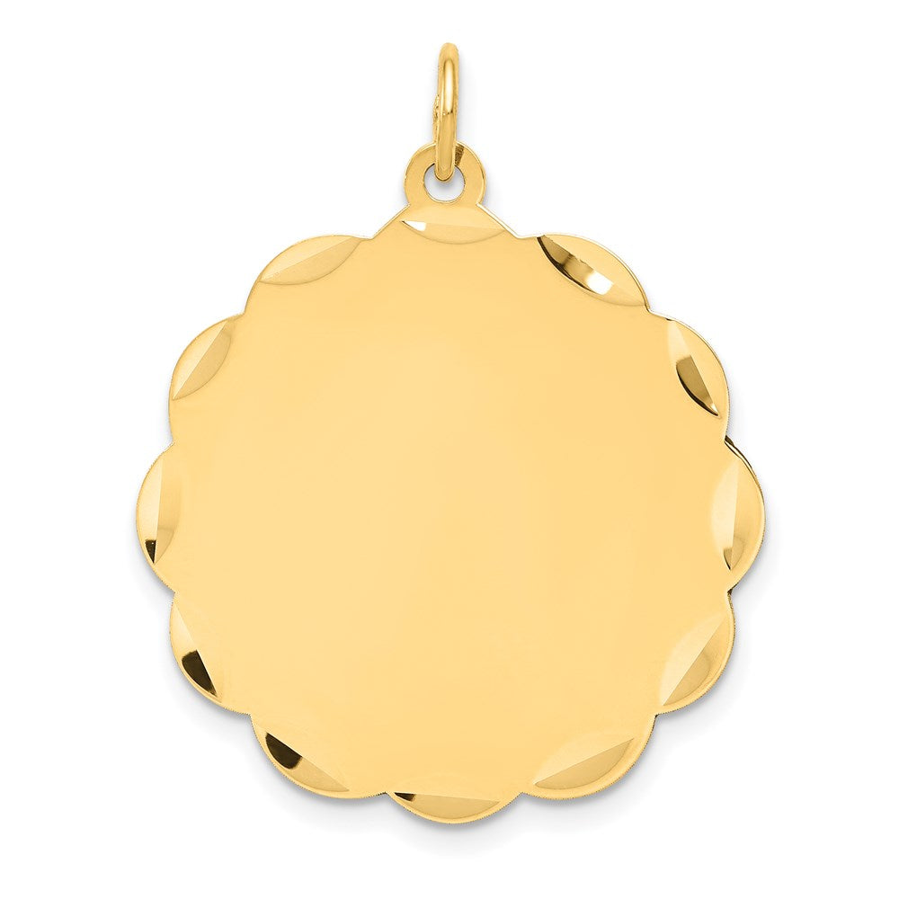 14K Gelbgold Gravierbar Gewellt Plättchen Charm