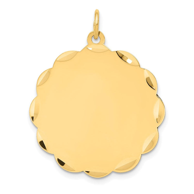 14K Gelbgold Gravierbar Gewellt Plättchen Charm