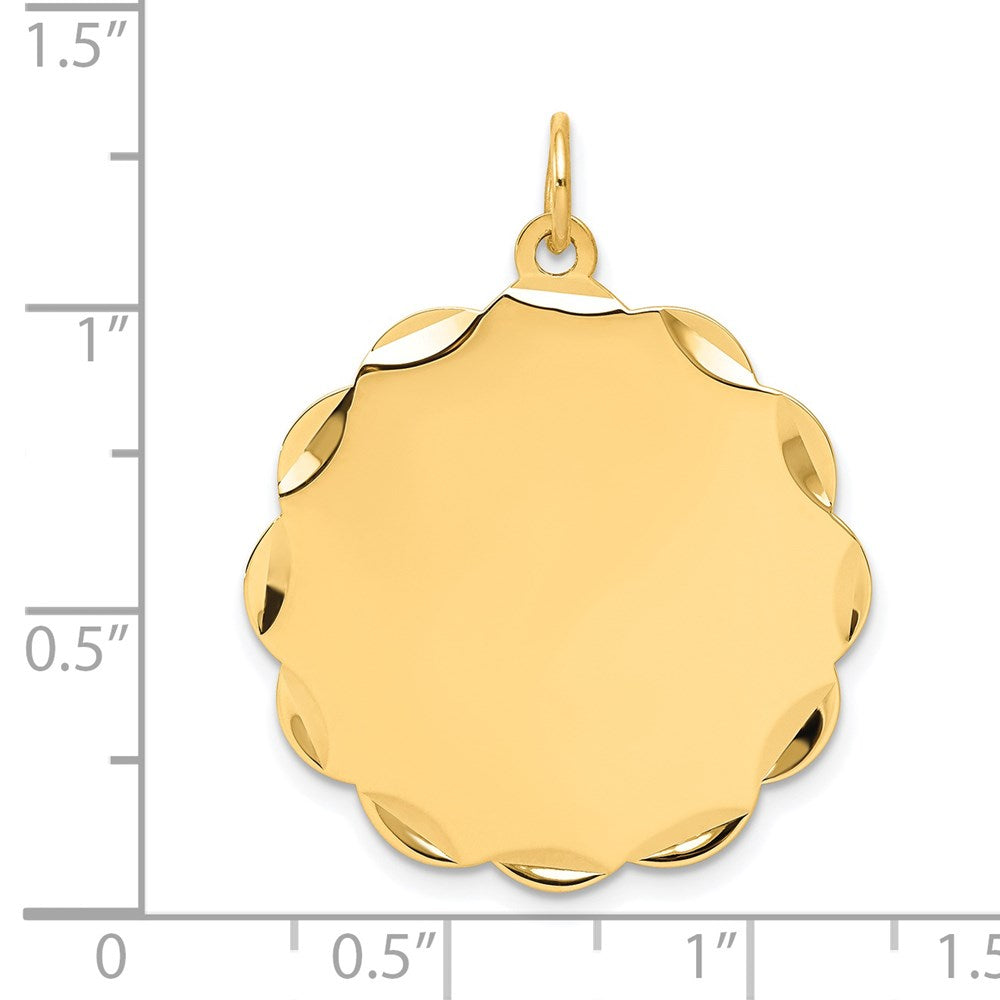 14K Gelbgold Gravierbar Gewellt Plättchen Charm