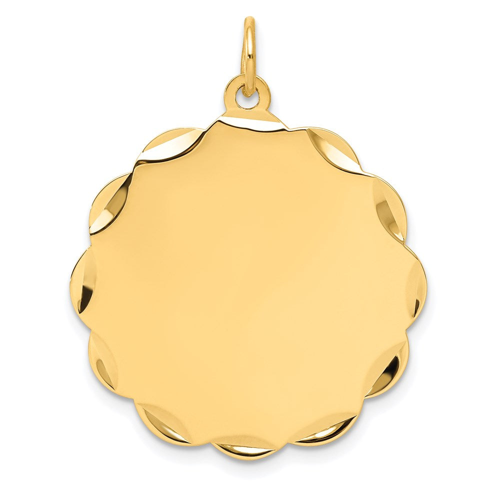 14K Gelbgold Gravierbar Gewellt Plättchen Charm