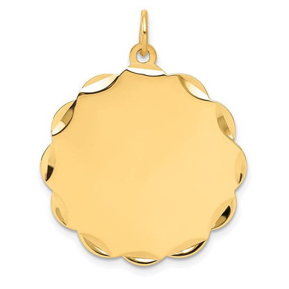 14K Gelbgold Gravierbar Gewellt Plättchen Charm