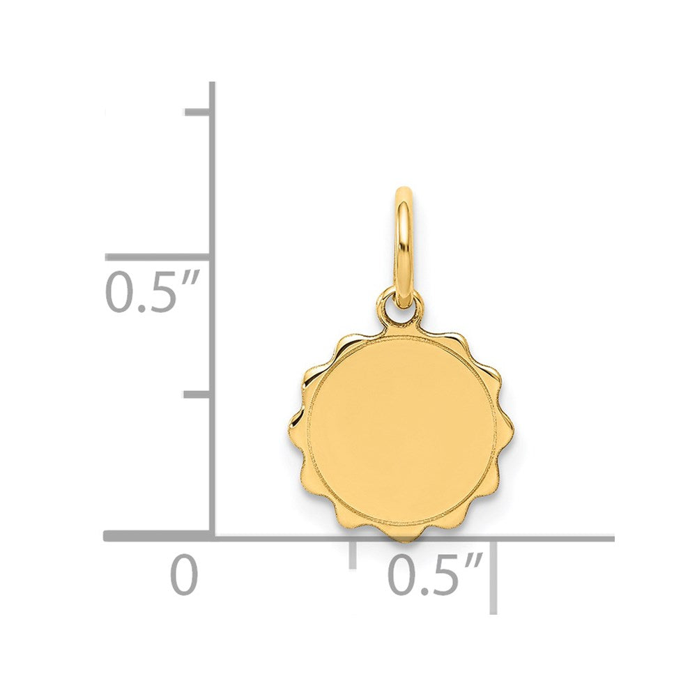14K Gelbgold Gravierbar Gewellt Plättchen Charm