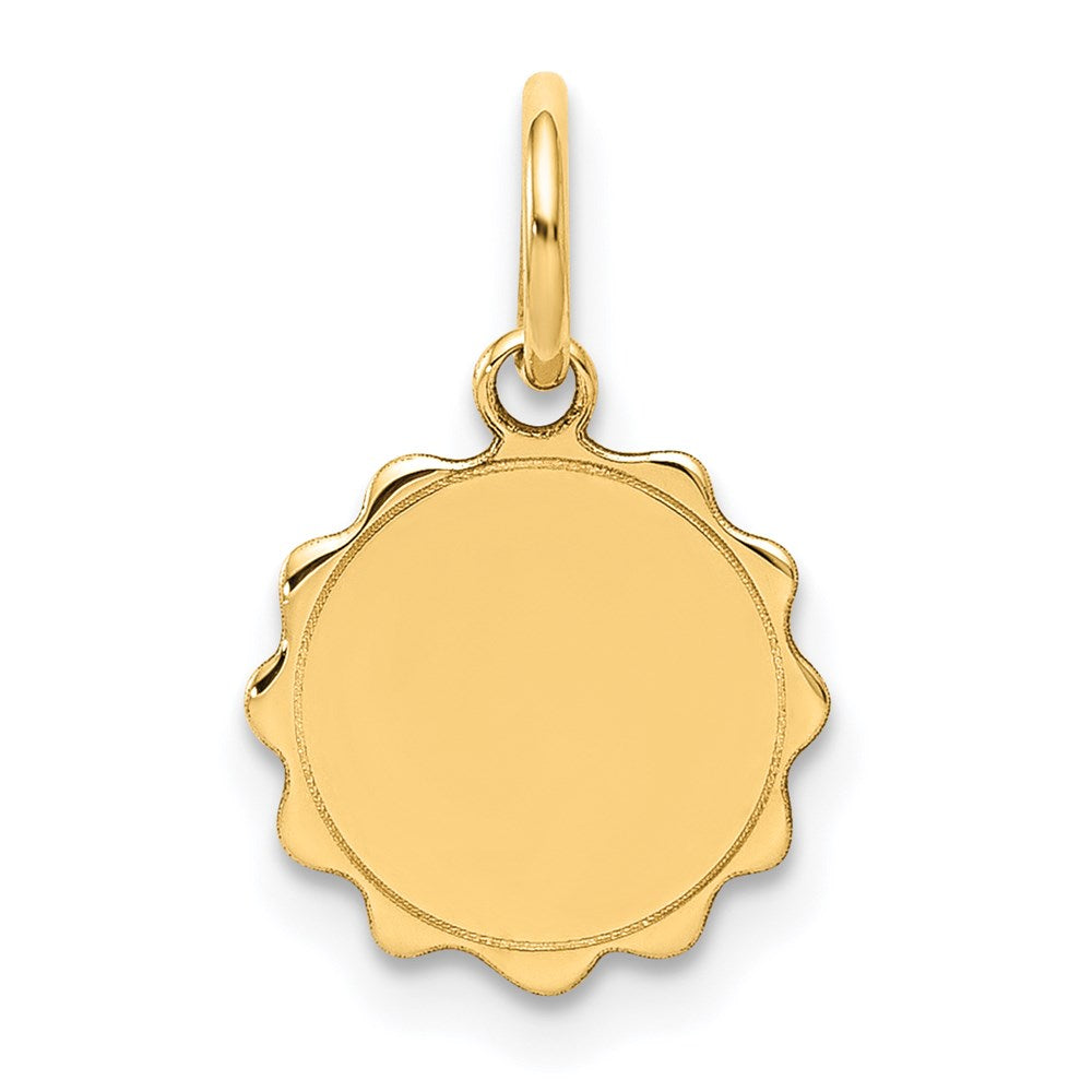 14K Gelbgold Gravierbar Gewellt Plättchen Charm