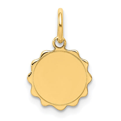 14K Gelbgold Gravierbar Gewellt Plättchen Charm