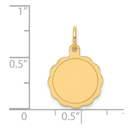 14K Gelbgold Gravierbar Gewellt Plättchen Charm