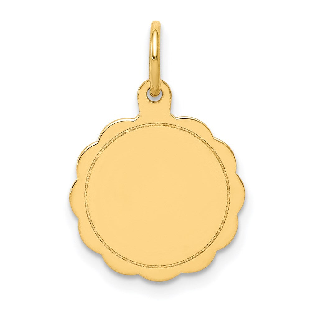 14K Gelbgold Gravierbar Gewellt Plättchen Charm