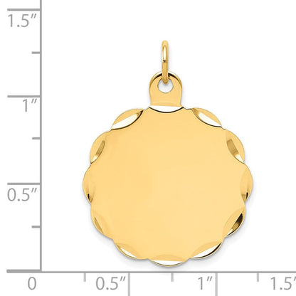 14K Gelbgold Gravierbar Gewellt Plättchen Charm
