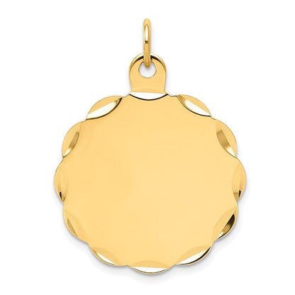 14K Gelbgold Gravierbar Gewellt Plättchen Charm