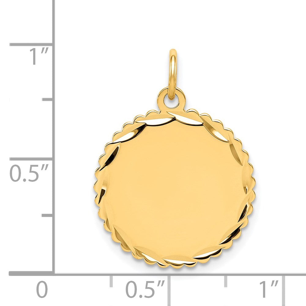 14K Gelbgold Gravierbar Gewellt Plättchen Charm
