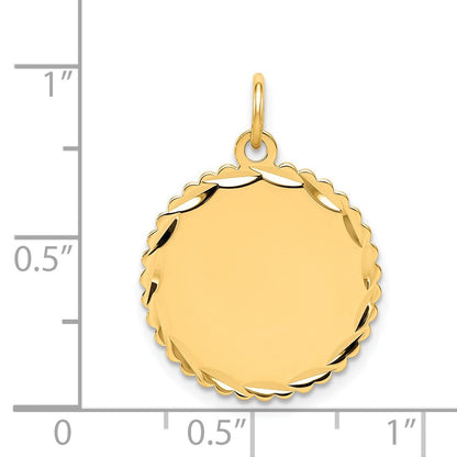 14K Gelbgold Gravierbar Gewellt Plättchen Charm
