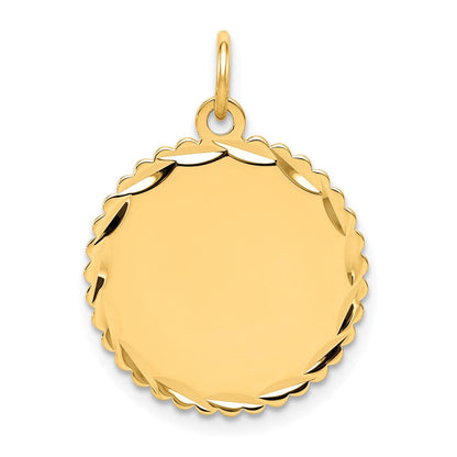 14K Gelbgold Gravierbar Gewellt Plättchen Charm