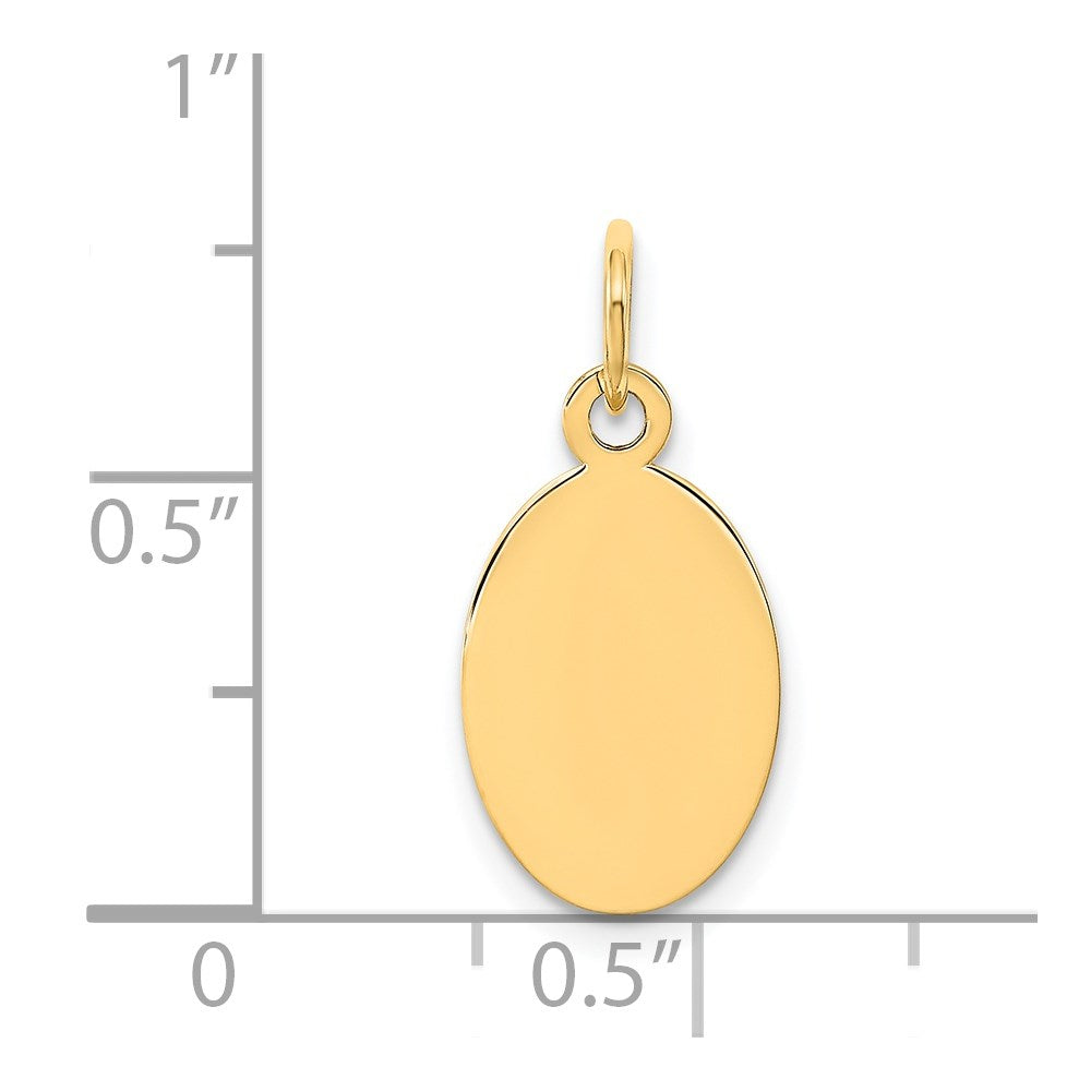 14K Gelbgold Schlicht Gravierbar Oval Plättchen Charm
