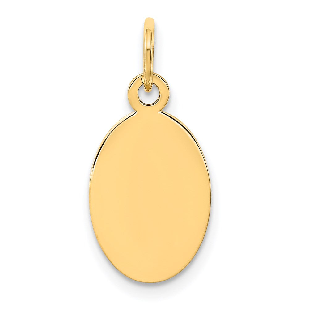 14K Gelbgold Schlicht Gravierbar Oval Plättchen Charm