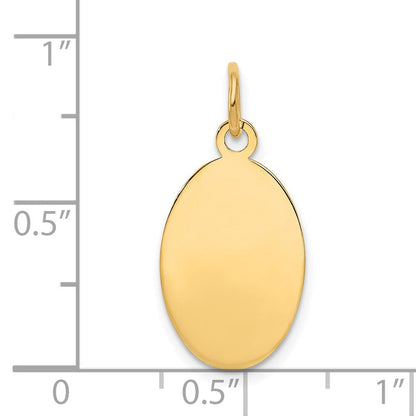 14K Gelbgold Schlicht Gravierbar Oval Plättchen Charm