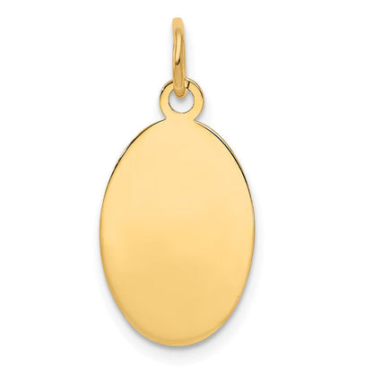 14K Gelbgold Schlicht Gravierbar Oval Plättchen Charm