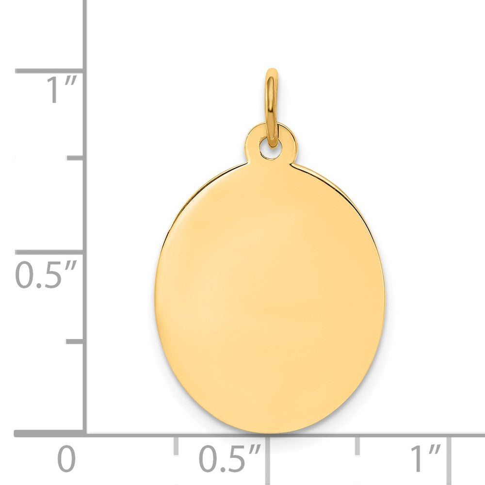 14K Gelbgold Schlicht Gravierbar Oval Plättchen Charm