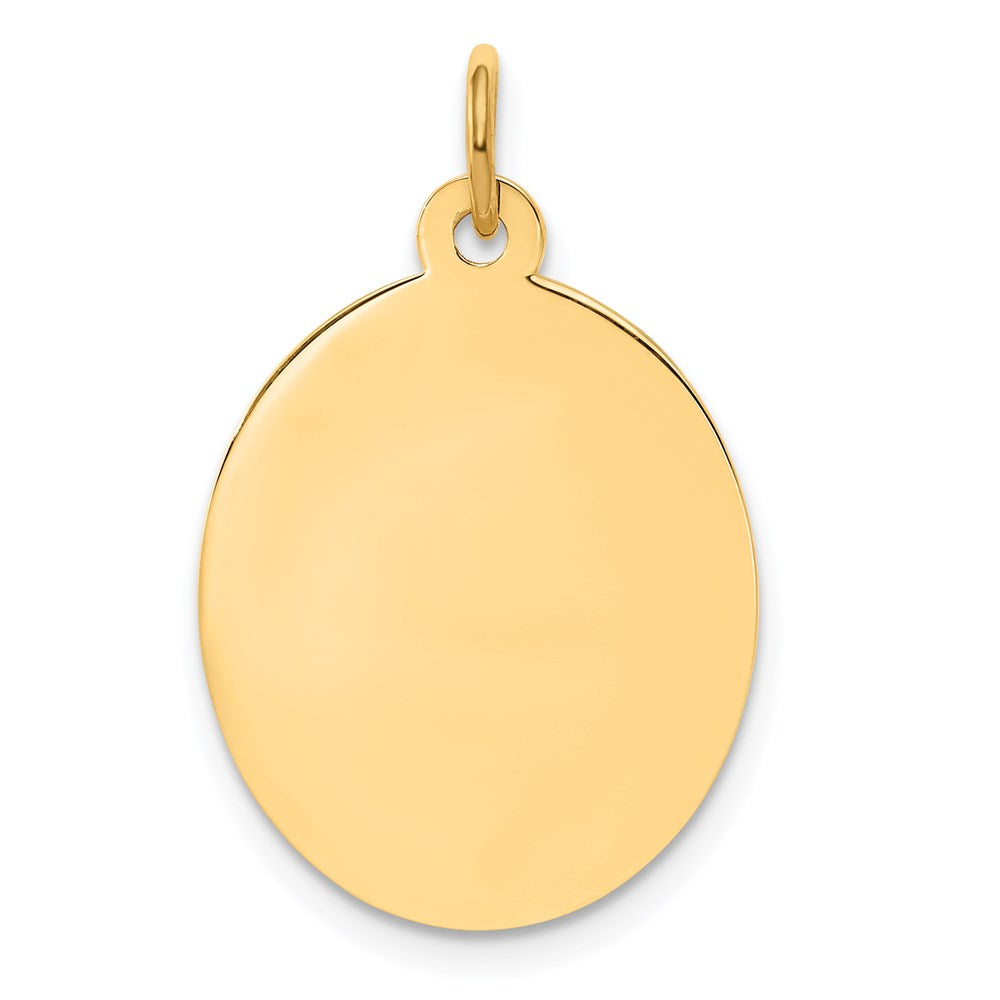 14K Gelbgold Schlicht Gravierbar Oval Plättchen Charm