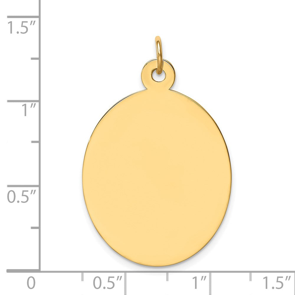 14K Gelbgold Schlicht Gravierbar Oval Plättchen Charm