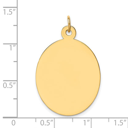 14K Gelbgold Schlicht Gravierbar Oval Plättchen Charm