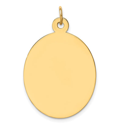 14K Gelbgold Schlicht Gravierbar Oval Plättchen Charm