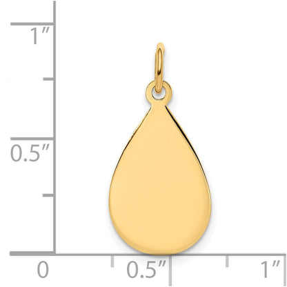 14K Gelbgold Schlicht Gravierbar Raindrop Plättchen Charm