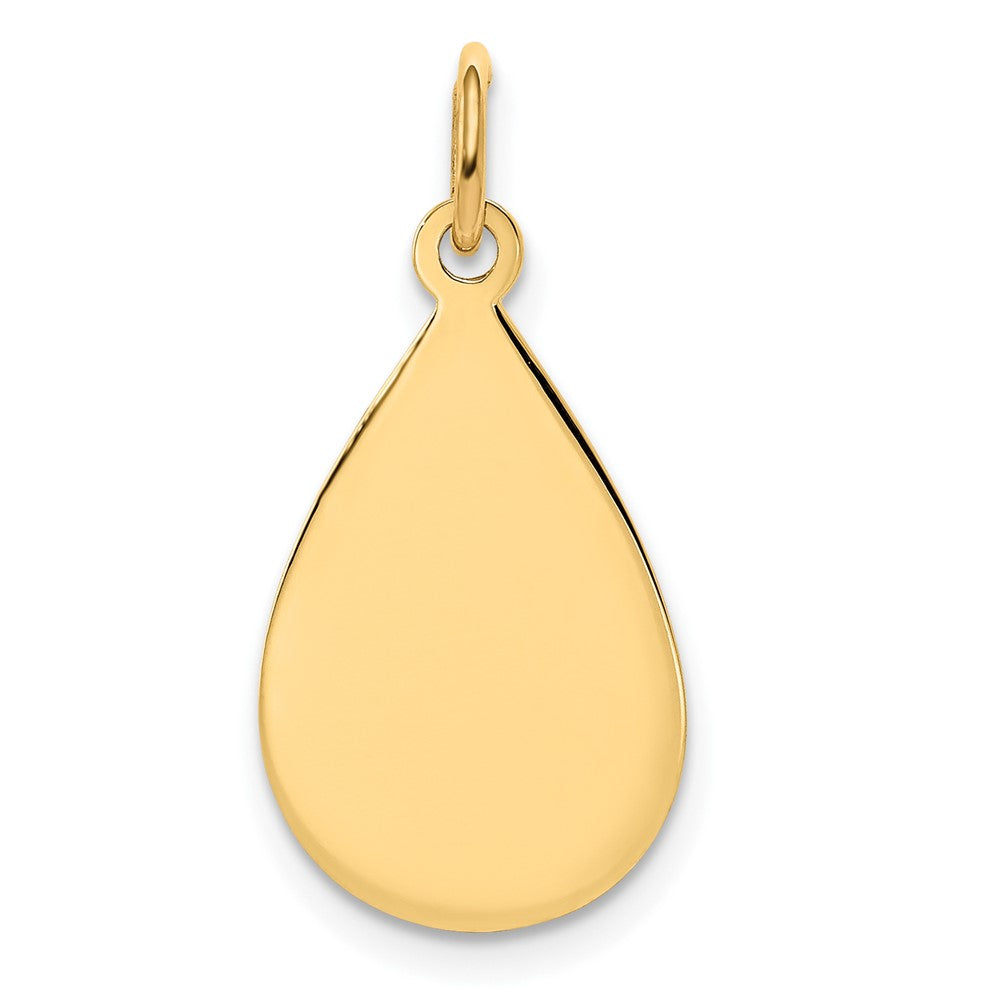14K Gelbgold Schlicht Gravierbar Raindrop Plättchen Charm