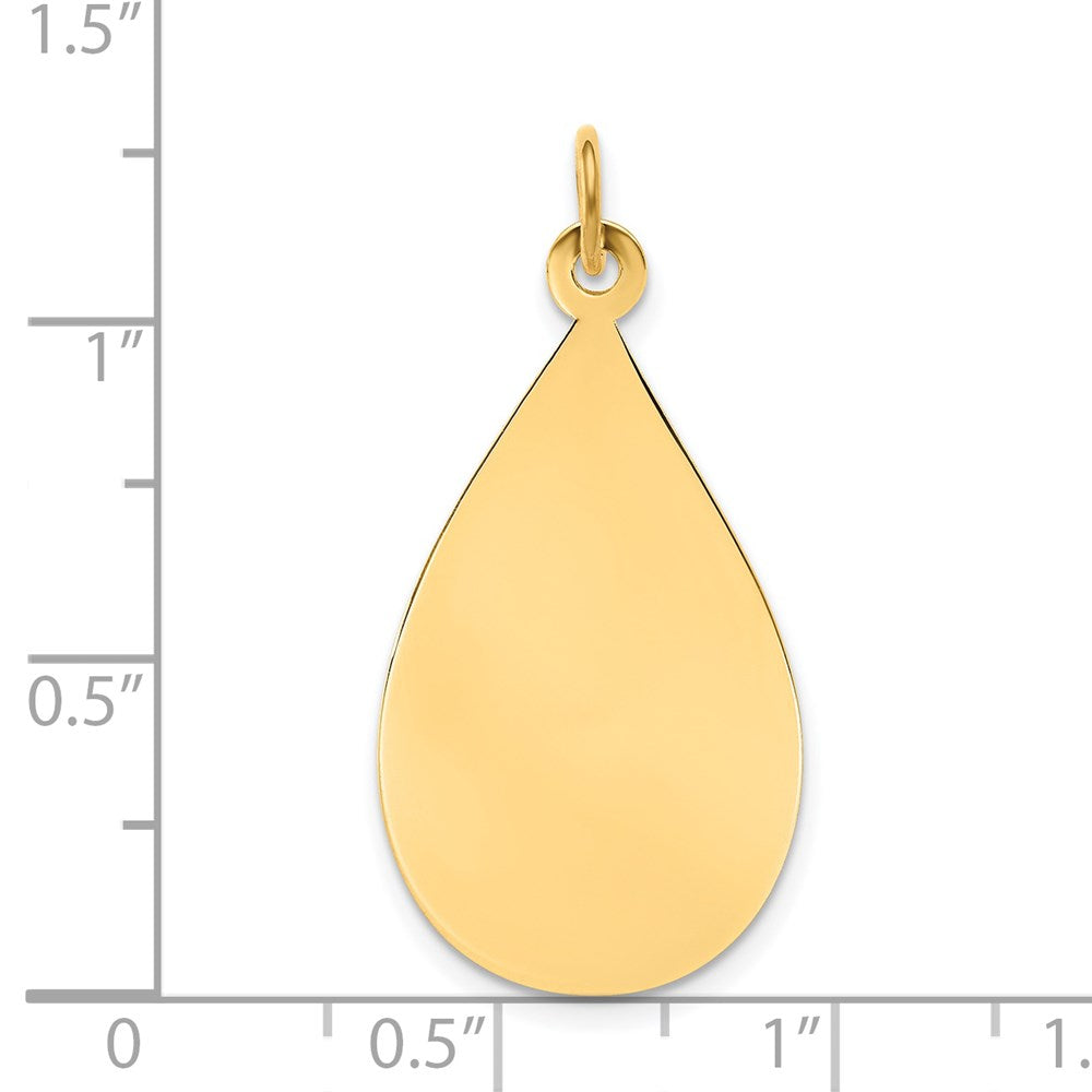 14K Gelbgold Schlicht Gravierbar Raindrop Plättchen Charm