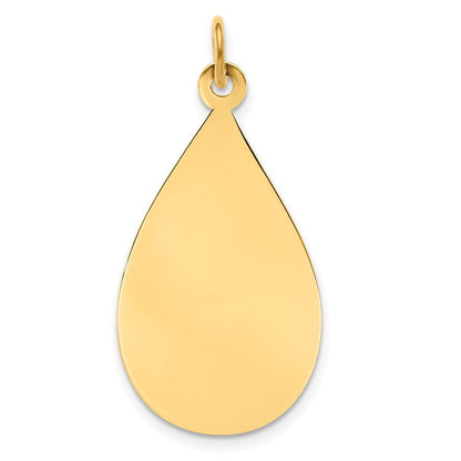 14K Gelbgold Schlicht Gravierbar Raindrop Plättchen Charm