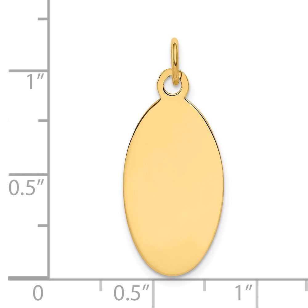 14K Gelbgold Schlicht Gravierbar Elliptical Plättchen Charm