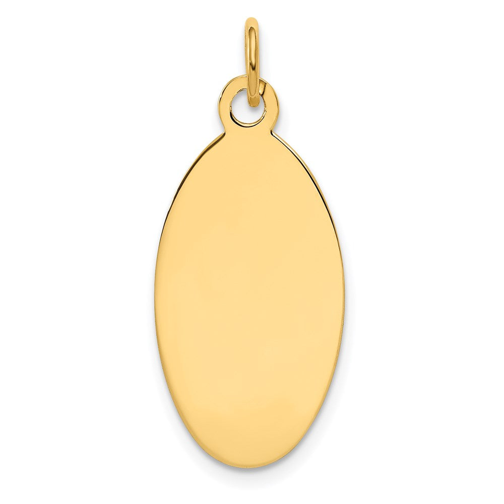 14K Gelbgold Schlicht Gravierbar Elliptical Plättchen Charm