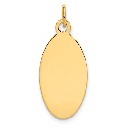 14K Gelbgold Schlicht Gravierbar Elliptical Plättchen Charm