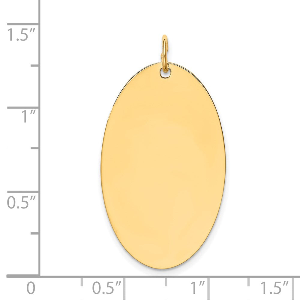 14K Gelbgold Schlicht Gravierbar Elliptical Plättchen Charm