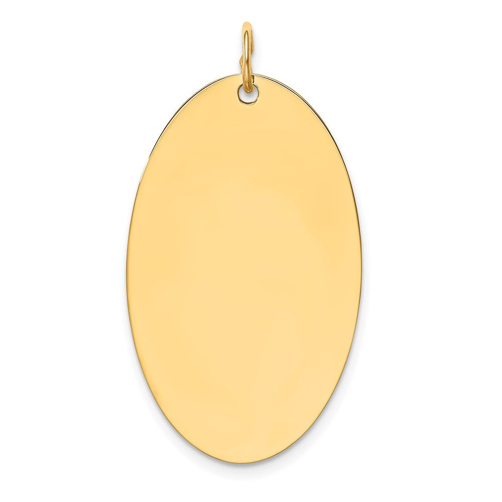14K Gelbgold Schlicht Gravierbar Elliptical Plättchen Charm
