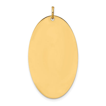 14K Gelbgold Schlicht Gravierbar Elliptical Plättchen Charm