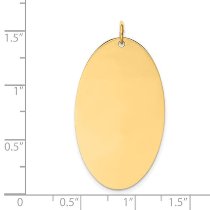 14K Gelbgold Schlicht Gravierbar Elliptical Plättchen Charm
