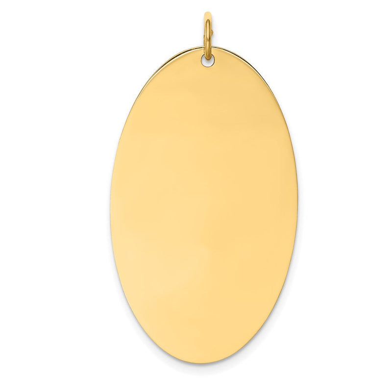 14K Gelbgold Schlicht Gravierbar Elliptical Plättchen Charm