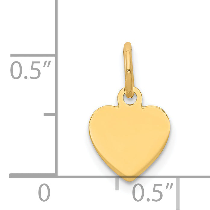 14K Gelbgold Schlicht Gravierbar Herz Plättchen Charm