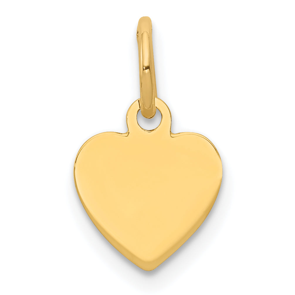14K Gelbgold Schlicht Gravierbar Herz Plättchen Charm