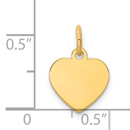 14K Gelbgold Schlicht Gravierbar Herz Plättchen Charm