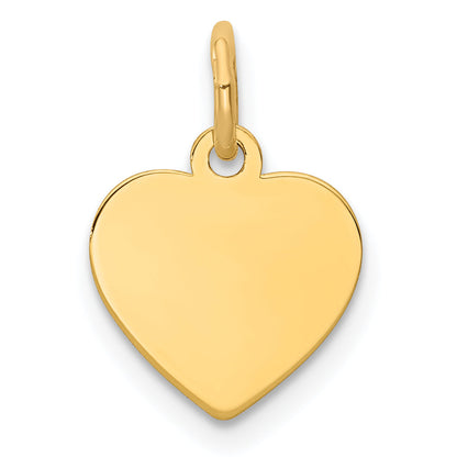 14K Gelbgold Schlicht Gravierbar Herz Plättchen Charm
