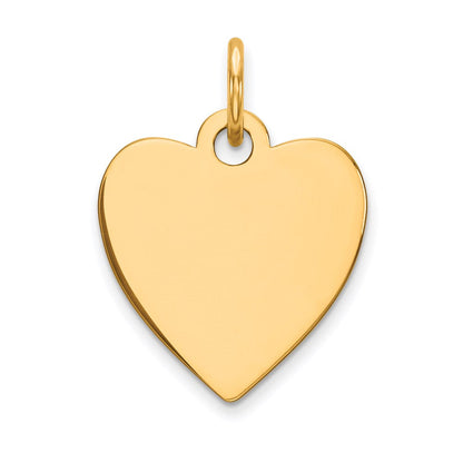 14K Gelbgold Schlicht Gravierbar Herz Plättchen Charm