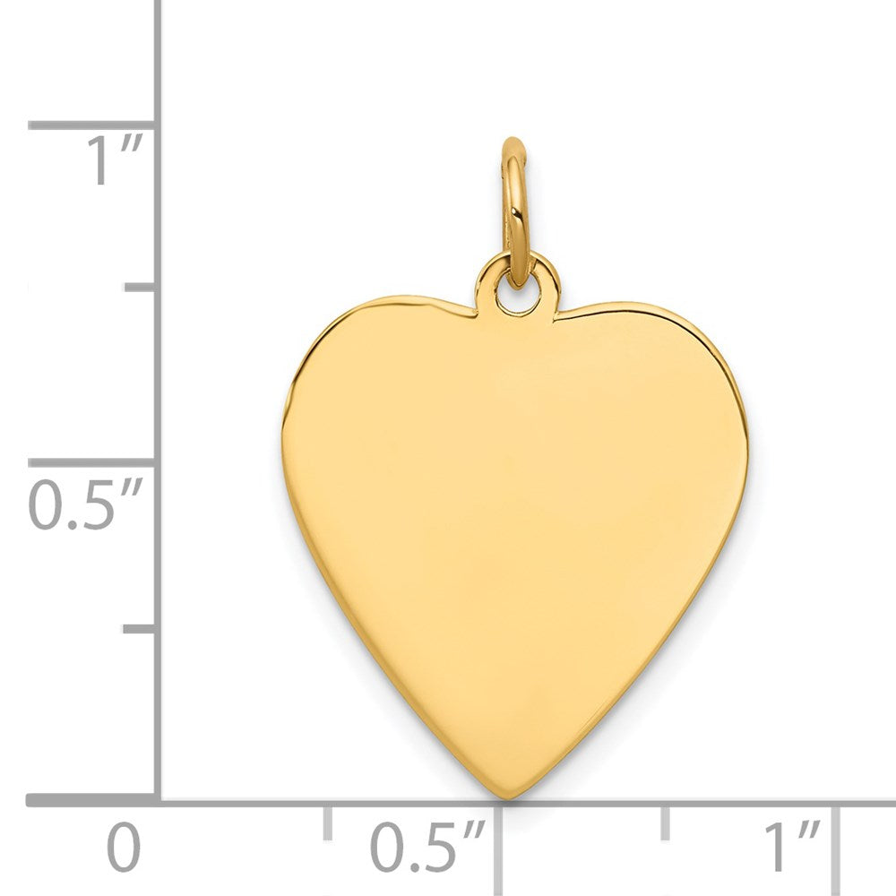 14K Gelbgold Schlicht Gravierbar Herz Plättchen Charm