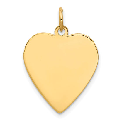 14K Gelbgold Schlicht Gravierbar Herz Plättchen Charm