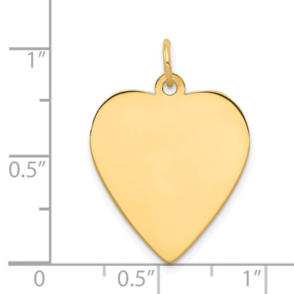 14K Gelbgold Schlicht Gravierbar Herz Plättchen Charm