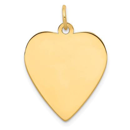 14K Gelbgold Schlicht Gravierbar Herz Plättchen Charm